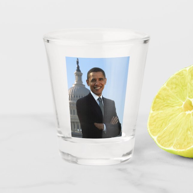 US Senator, 44th American President Barack Obama Shot Glass (Front)