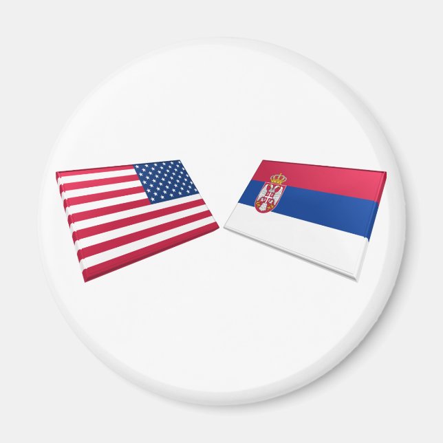 US & Serbia Flags Magnet (Front)