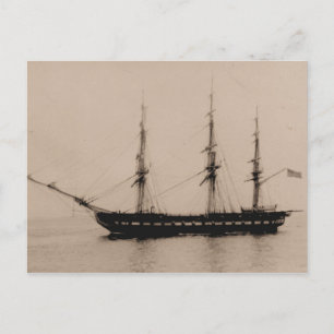 US ship Constellation at anchor Postcard