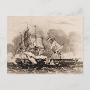 US ship Constitution at Sea Postcard
