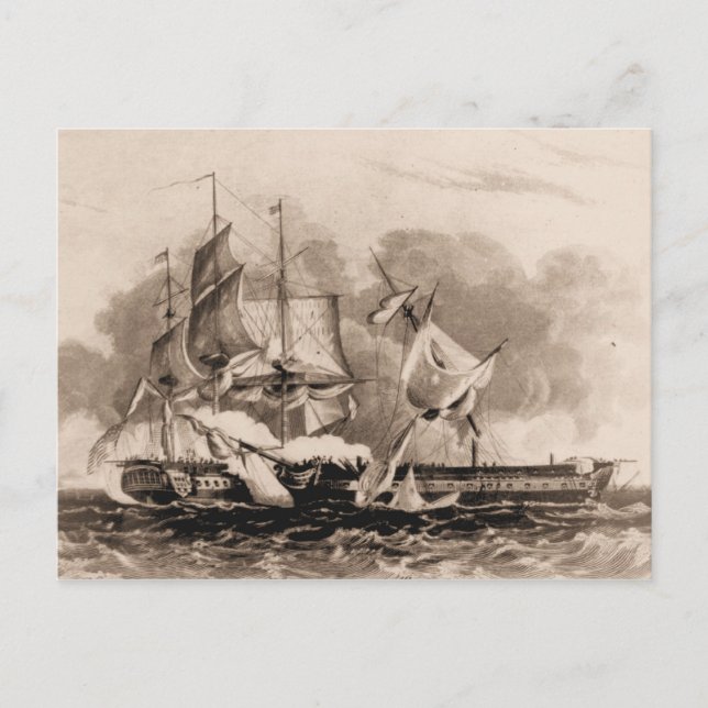 US ship Constitution at Sea Postcard (Front)