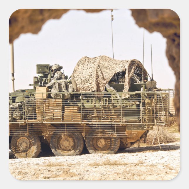 US Soldiers conduct a combat patrol in Afghanis Square Sticker (Front)