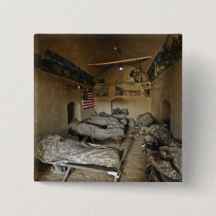 US Soldiers sleep in an abandoned mud house 15 Cm Square Badge