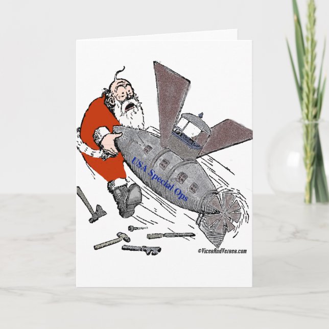 US Special Ops Steampunked Santa Holiday Card (Front)