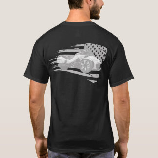 US Spyder Ryders - Tattered Flag Spider F3 back bw T-Shirt