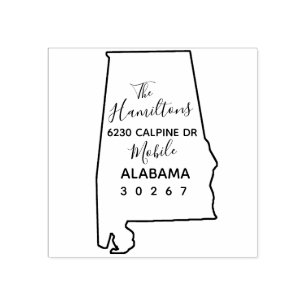 US State Alabama Outline Return Address Rubber Stamp