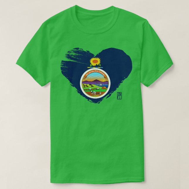 US State I Love Kansas Kansas Flag TShirt (Design Front)