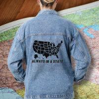 US State Map Always in A State Quote Blue