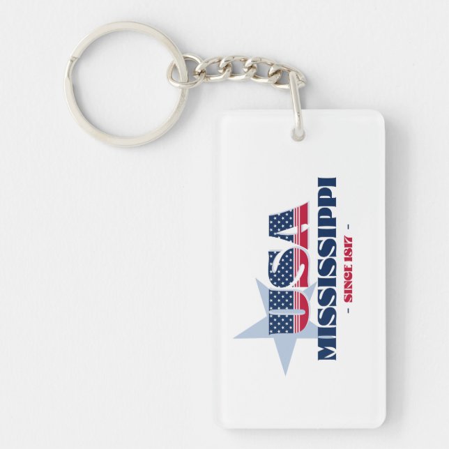 US State Mississippi Monogram Acrylic Keychain (Front)