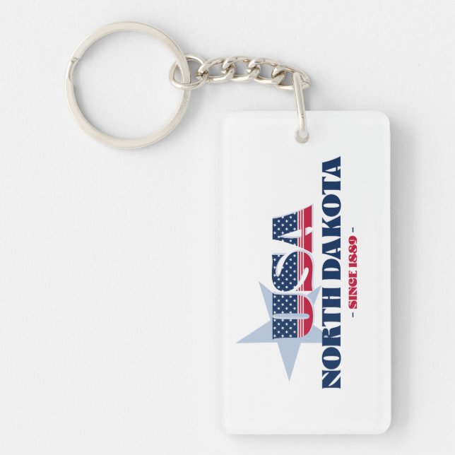 US State North Dakota Monogram Acrylic Keychain (Front)