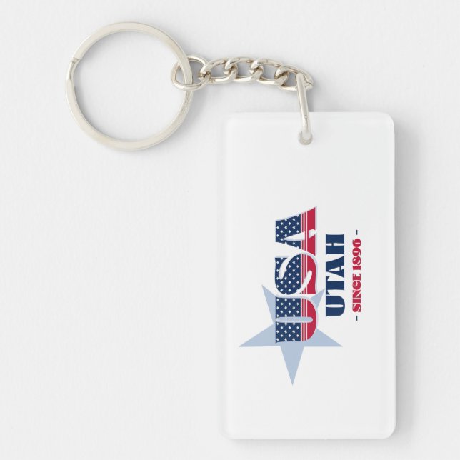 US State Utah Monogram Acrylic Keychain (Front)