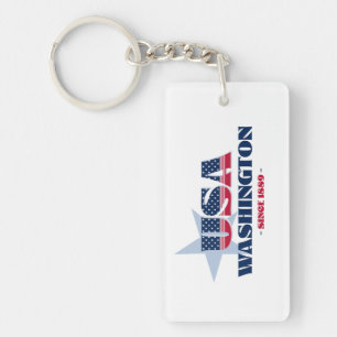 US State Washington Monogram Acrylic Keychain