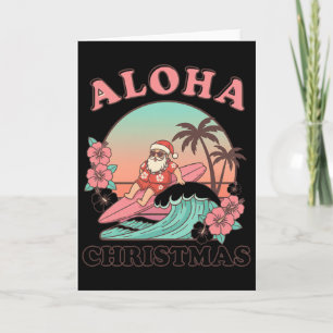 Us States Hawaii Aloha Christmas Surfing Santa Ret Card