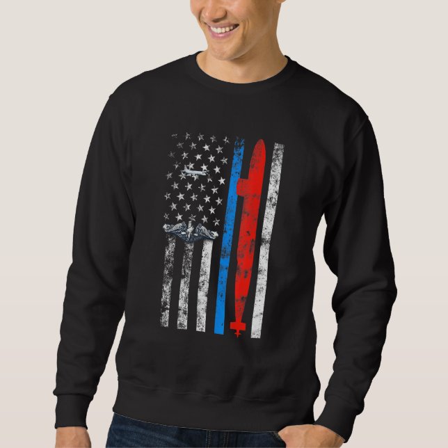 US Submarine Silent Service Veteran American Flag  Sweatshirt (Front)