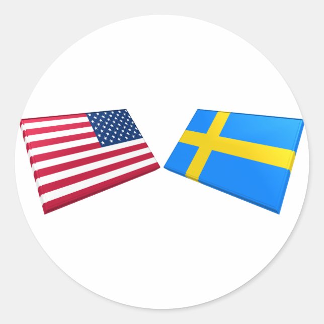 US & Sweden Flags Classic Round Sticker (Front)