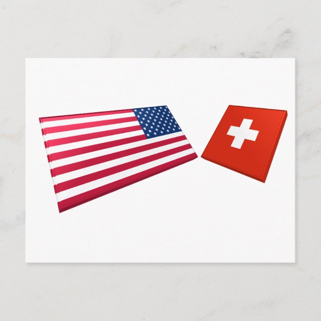 US & Switzerland Flags Postcard (Front)