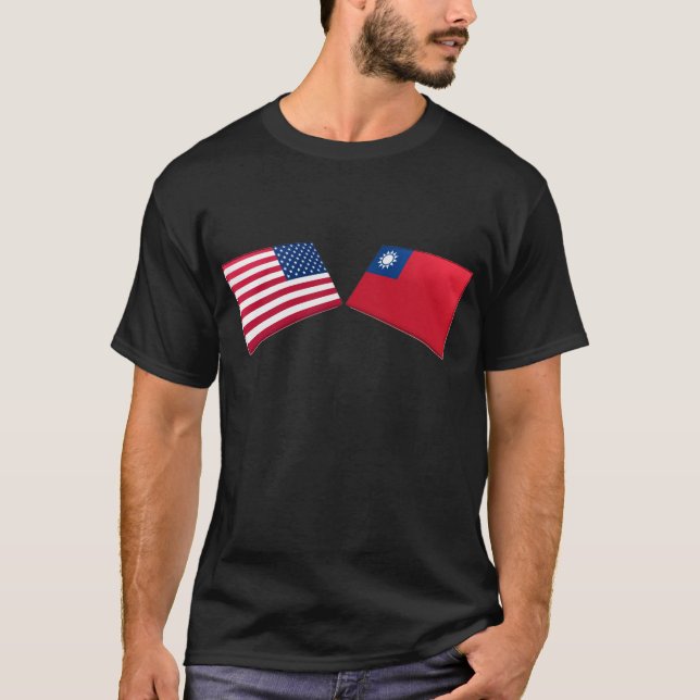 US & Taiwan Flags T-Shirt (Front)