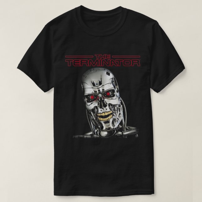 US The Terminator T-800 Head 01 Black T-Shirt (Design Front)