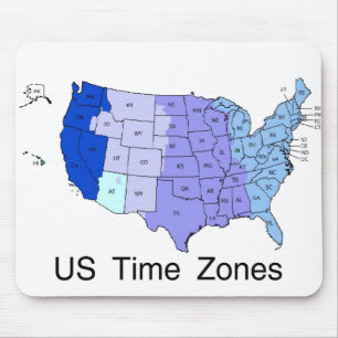 US Time Zones Mouse Pad
