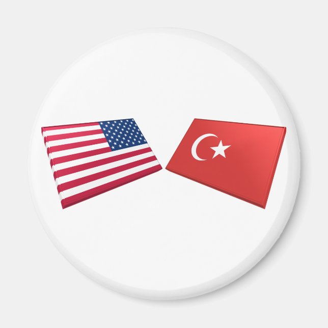 US & Turkey Flags Magnet (Front)