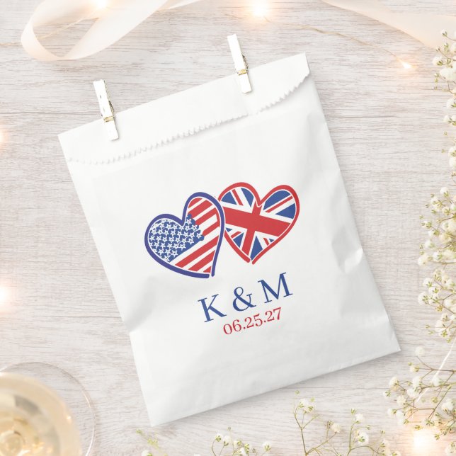 US UK Heart Flags Favour Bag (Clipped)