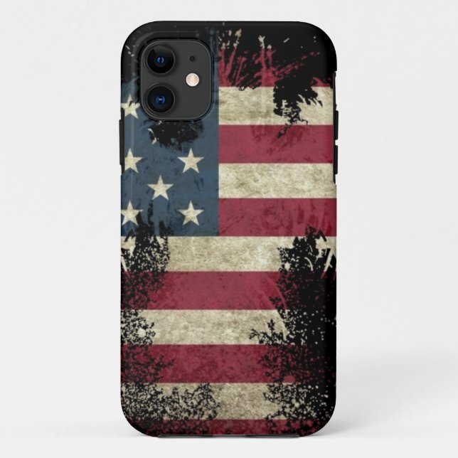 US/USA, SAD flag on black background Case-Mate iPhone Case (Back)