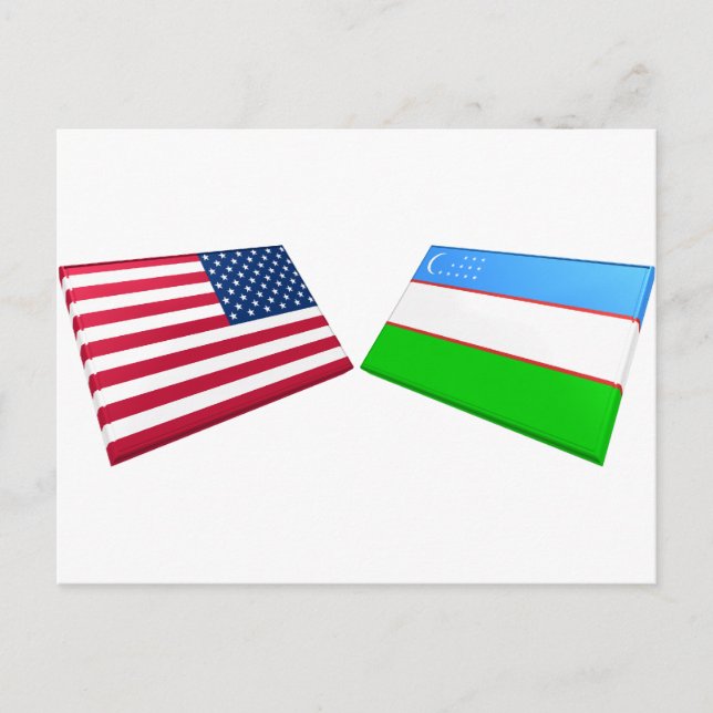 US & Uzbekistan Flags Postcard (Front)