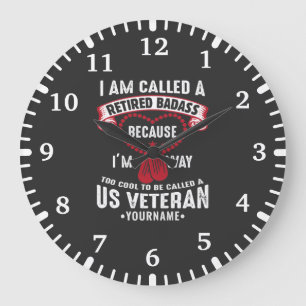 US Veteran Humour Retired Soldier Large Clock