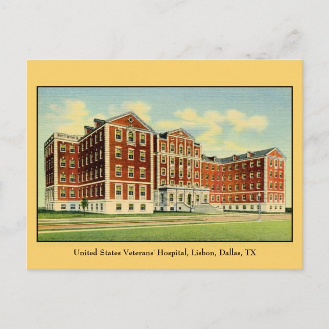 US Veterans' Hospital, Lisbon, Dallas, TX Postcard (Front)