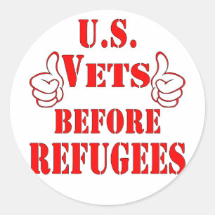 US Vets Before Refugees Classic Round Sticker
