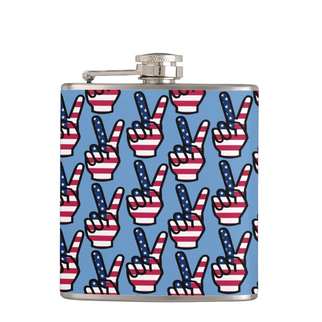 US Victory Sign Hip Flask (Front)
