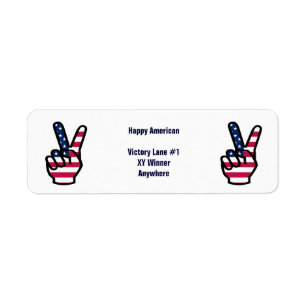 US Victory Sign Return Address Label