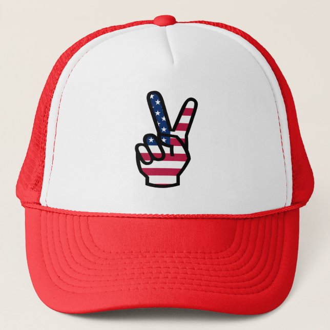 US Victory Sign Trucker Hat (Front)
