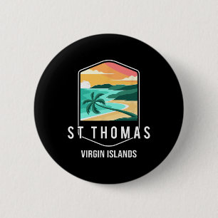 Us Virgin Islands Beach Sunset Palm Tree St Thomas 6 Cm Round Badge