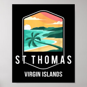 Us Virgin Islands Beach Sunset Palm Tree St Thomas Poster