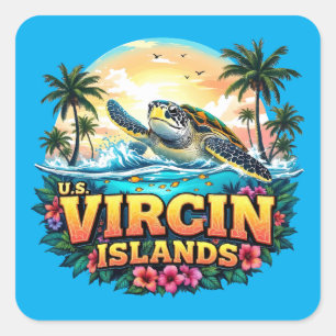 US Virgin Islands Caribbean Square Sticker