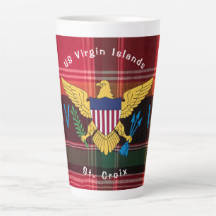 US Virgin Islands Flag Madras Pattern St. Croix  Latte Mug