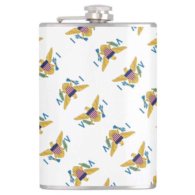 US Virgin Islands Flag Pattern USVI Hip Flask (Front)