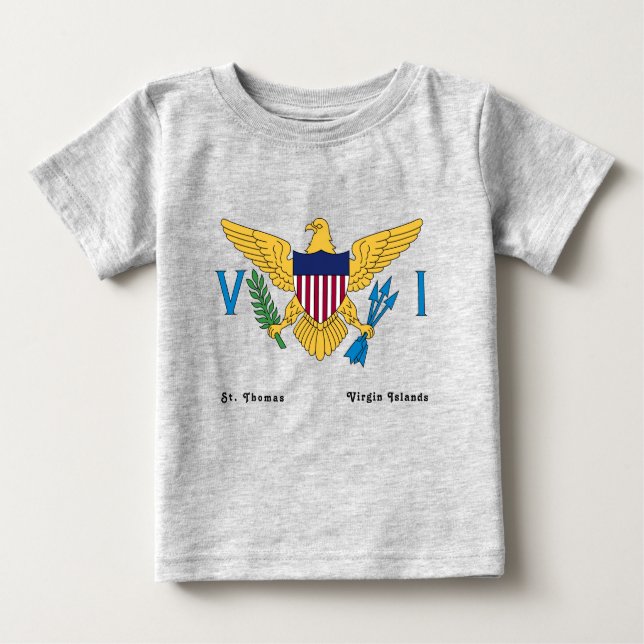 US Virgin Islands Flag Personalise Grey Baby T-Shirt (Front)