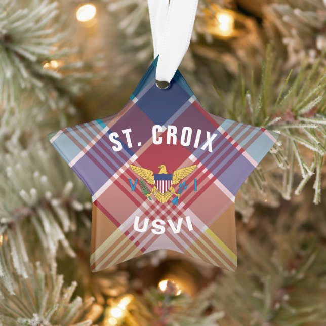 US Virgin Islands Flag St. Croix Madras Christmas Ornament (Tree)