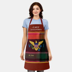 US Virgin Islands Flag St. Croix Madras Custom Apron