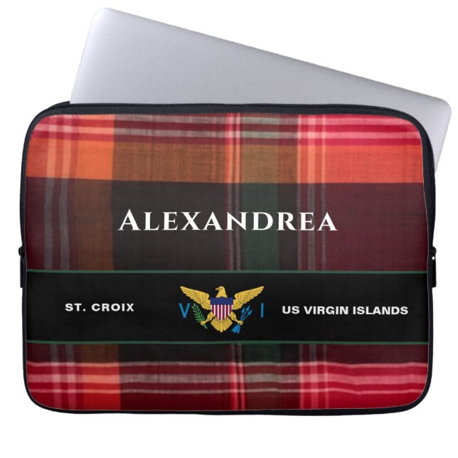 US Virgin Islands Flag St. Croix Madras Custom  Laptop Sleeve (Front)