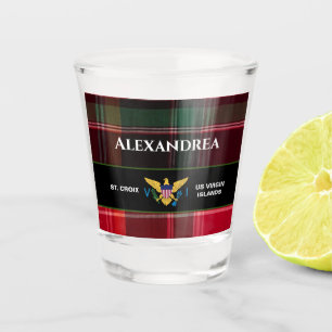 US Virgin Islands Flag St. Croix Madras Custom Shot Glass