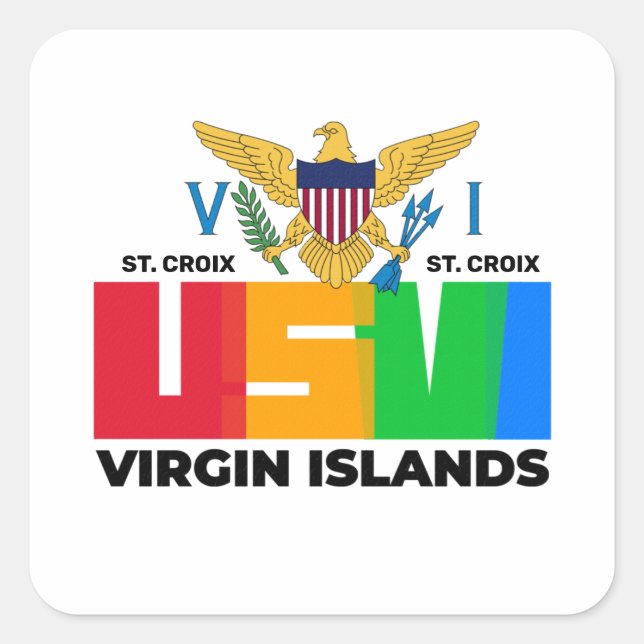 US Virgin Islands Flag St. Croix USVI Caribbean Square Sticker (Front)