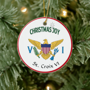 US Virgin Islands Flag St. Croix USVI Christmas  Ceramic Ornament