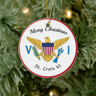 US Virgin Islands Flag St. Croix USVI Christmas Ceramic Ornament
