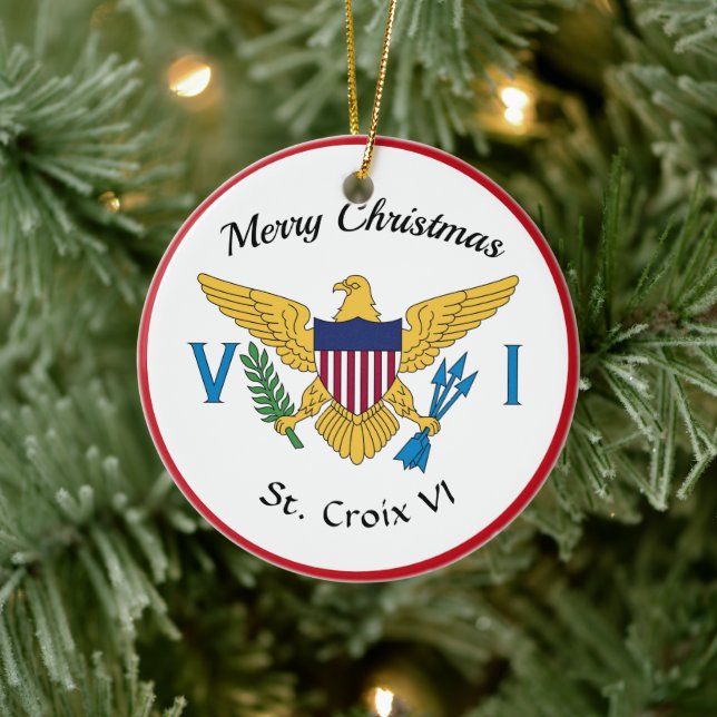 US Virgin Islands Flag St. Croix USVI Christmas Ceramic Ornament (Tree)