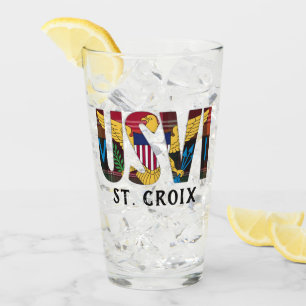 US Virgin Islands Flag St. Croix USVI Madras  Glass