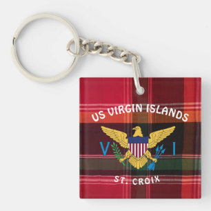 US Virgin Islands Flag St. Croix USVI Madras Key Ring