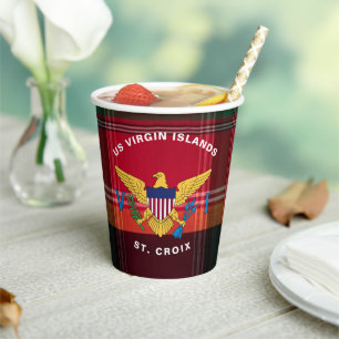 US Virgin Islands Flag St. Croix USVI Madras Paper Cups